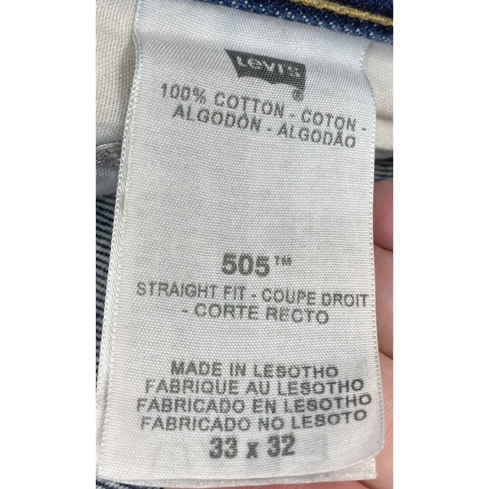 Levi's 505 Straight Fit Jeans Mens 33x32 Medium Wash Blue 100% Cotton Denim